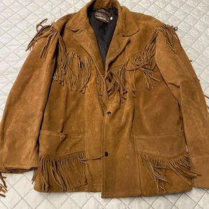 Resources Tan Leather Jacket w/ Tassels Mens Large